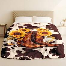 Retro Western Cowboy Theme, Cowboy Boots, Cowboy Hats, Cacti, Feather Design Patterns, Modern Home Style,Super Soft Flannel Printed  Blanket,As Birthday Gifts, Family, Wedding, Souvenir Blankets, Polyester Blankets Suitable For All Seasons, Washable, Machine Washable, Lightweight, Breathable, Comfortable, Warm, Unique, 280gsm For Him, Her Personalized Ideal Gifts For Her, Him, Family, Boyfriend, Girlfriend, Father, Family, Mother, Lover, Daughter, Son, Grandfather, Grandmother, Teacher,Doctor, Nurse,Friend, Classmate, Pet.Perfect Nap, Camping, Travel, Home, Daily Life, Office Decoration, Birthday, Anniversary, Valentine's Day, Thanksgiving, Graduation Season,Christmas, Halloween, Mother's Day, Father's Day, Wedding, New Year Gifts ,Sofa,Bed,Car,Bedroom,Living Room,Office,  Outdoor Camping, Beach,Wall Decoration - 多色13 - 查看 4