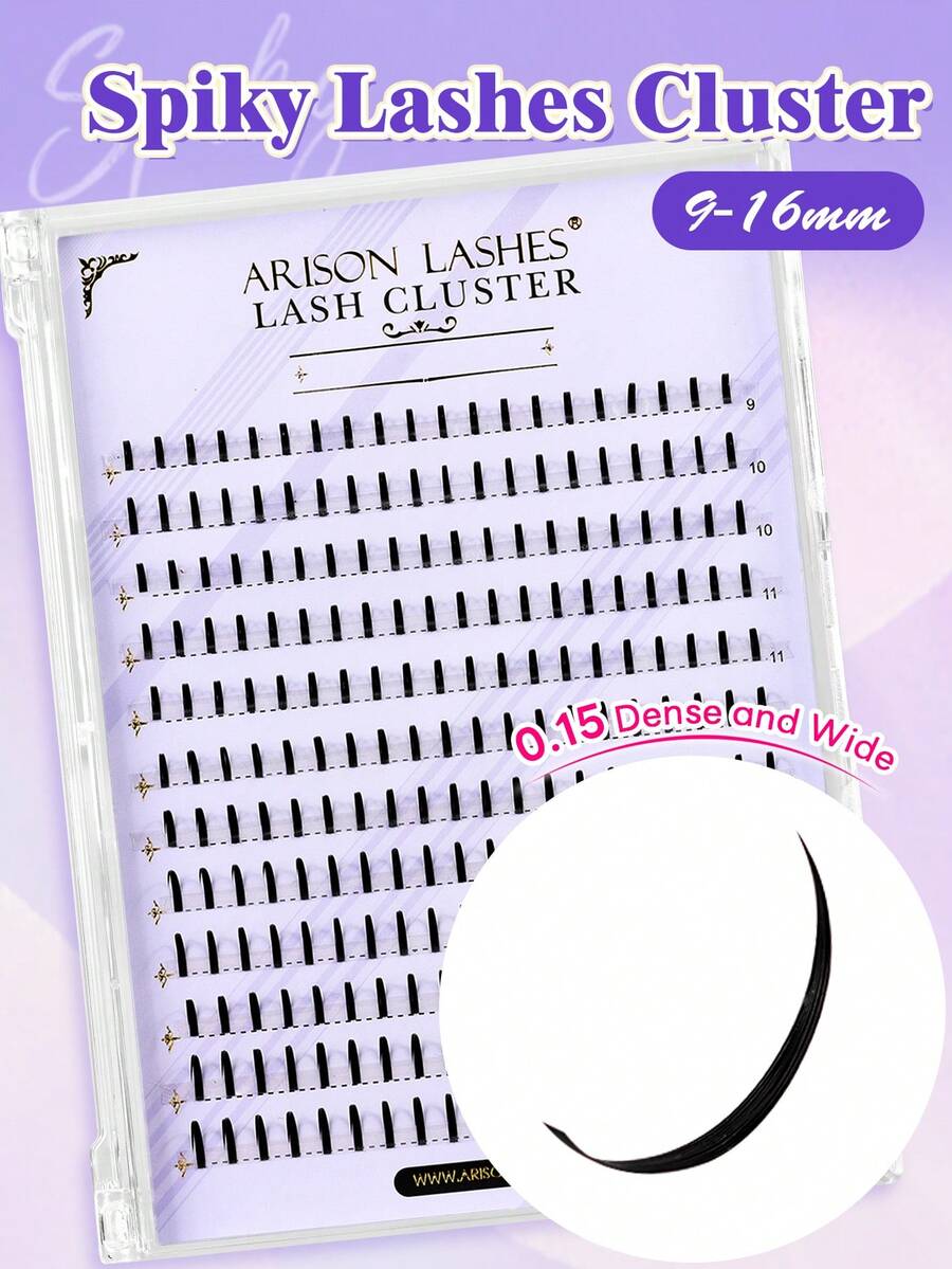 ARISON Wispy Lashes 240PCS Spiky False Eyelashes Wispy Eyelashes For Christmas MIX9-16mm Cat Eye Look Makeup Tools - Black - View 1