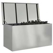 Caja de almacenamiento exterior vidaXL con memoria, color plata, 100 x 50,5 x 50 cm, acero. - Plateado - Ver 3