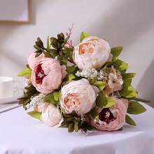 Duovlo Fake Flowers Vintage Artificial Peony Silk Flowers Wedding Home Decoration,Pack Of 1 (Light Pink),20.87*3.5,LightPink - LightPink - 查看 5