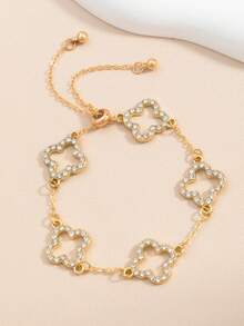 1pc Fashionable Lucky Four-Leaf Clover Classic Design, Elegant & Versatile, Great Gift Choice - Gold Hollow - View 4