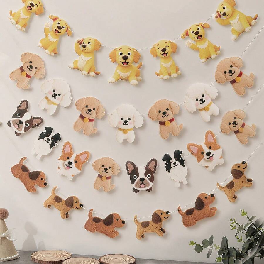 Cờ kéo hình chó cưng, phụ kiện trang trí tiệc sinh nhật, thích hợp cho các giống chó Pomeranian, Corgi, Beagle, Poodle, Golden Retriever, Labrador, Bulldog. - Nhiều màu - Xem 1