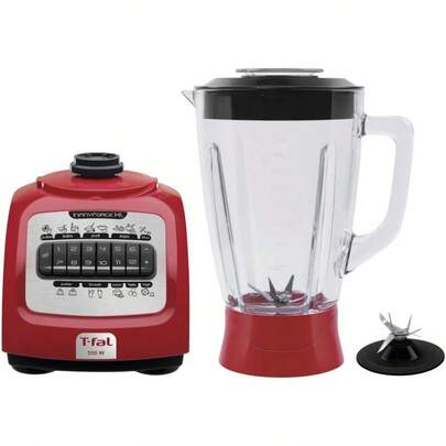 -fal Licuadora 12 Velocidades Infinyforce XL con Vaso de Vidrio de 2.2 Litros, 550, con tecnología Powelix y acople Carbon Drive, haz deliciosas recetas como smoothies y frappes, Roja, LN8225MX