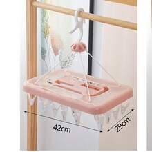 Varal de roupas com vários prendedores, cabide à prova de vento para secar roupas, roupas íntimas e meias em dormitórios ou em casa. - Rosa - Ver 1