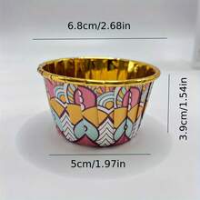 50个波西米亚风纸杯蛋糕模具，一次性纸质蛋糕衬垫，精致纸质蛋糕杯，纸杯蛋糕模具，烘焙工具，厨房小工具，厨房配件 - 彩色 - 查看 2