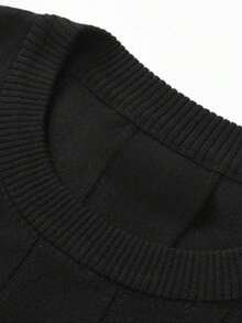 Men's Casual Short-Sleeve Crew Neck Solid Color Knit T-Shirt - Đen và trắng - Xem 6