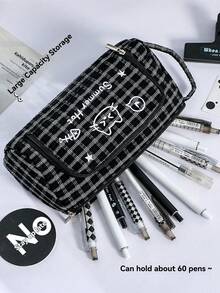 Conjunto com 1 unidade de estojo/bolsa para material escolar, estojo grande para material escolar, estojo portátil para material escolar, cosméticos, presente portátil, adequado para escritórios, escolas, jovens, meninas, meninos, meninas e adultos. [O produto inclui apenas o estojo/bolsa para material escolar; acessórios da imagem não inclusos.] - Multicolorido - Ver 6