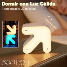 Luz De Noche Led Creativo, Símbolo de Flecha Voltea RGB Luz Nocturna Infantil, Recargable Por USB, Táctil Regulable Para Dormir Con Ajustador,37367943 - Multicolor - Ver 5