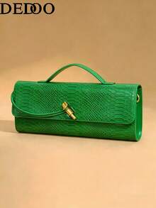 Dedoo 酒红色手提包，樱桃红信封包，酒红色信封包，高端新款手提包，欧美时尚鳄鱼皮翻盖手提包，风琴包，晚宴包，单肩包，斜挎包，优雅女士手提包