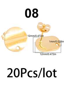 20个不锈钢几何耳钩耳环底座耳钉配件耳环连接器，适用于DIY珠宝制作材料