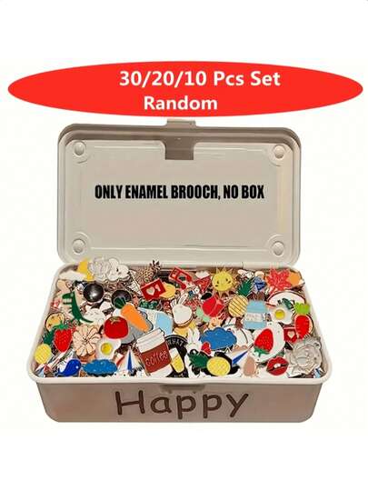 30/20/10 piezas Juego de insignias esmaltadas de estilo aleatorio, insignias de dibujos animados lindos, adecuadas para mochilas, sombreros, chaquetas, broches divertidos, regalos (color/patrón aleatorio)
