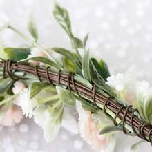 YAZILIND White Rose Flower Crown For Women – Boho Floral HA 11LO Headpiece With Pink Accents For Bridal, Festivals, Photoshoots, And Parties,9-Beige - 9-米色 - 查看 9