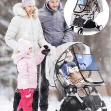 Cubierta de lluvia universal para cochecito de bebé - Diseño impermeable, a prueba de viento, a prueba de polvo y transpirable, de material plástico - Se ajusta a todos los cochecitos de bebé - Apto para uso en exteriores - Regalo perfecto para nuevos padres - Multicolor - Ver 3