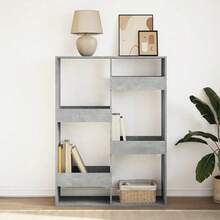 Larryhot Libreria Grigio Cemento 100x33x135 cm in Legno Multistrato, Facile da assemblare, dall'estetica elegante e raffinata, pratica per riporre gli oggetti, la scelta ideale per l'organizzazione e la decorazione domestica - Grigio - Visualizzare 3