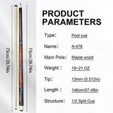 Foldable Wood Cue Pool 13mm Stick Pool Cue Bllllards SportGame HOT - Coffee Brown - View 2