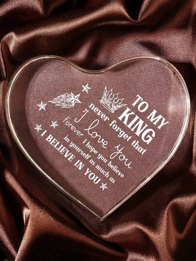 送给男朋友的礼物，情人节礼物 - 男士心形亚克力积木 - 男朋友生日礼物，黑色礼盒带盖蝴蝶结，周年纪念礼物