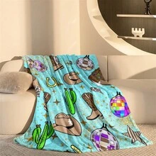Retro Western Cowboy Theme, Cowboy Boots, Cowboy Hats, Cacti, Feather Design Patterns, Modern Home Style,Super Soft Flannel Printed  Blanket,As Birthday Gifts, Family, Wedding, Souvenir Blankets, Polyester Blankets Suitable For All Seasons, Washable, Machine Washable, Lightweight, Breathable, Comfortable, Warm, Unique, 280gsm For Him, Her Personalized Ideal Gifts For Her, Him, Family, Boyfriend, Girlfriend, Father, Family, Mother, Lover, Daughter, Son, Grandfather, Grandmother, Teacher,Doctor, Nurse,Friend, Classmate, Pet.Perfect Nap, Camping, Travel, Home, Daily Life, Office Decoration, Birthday, Anniversary, Valentine's Day, Thanksgiving, Graduation Season,Christmas, Halloween, Mother's Day, Father's Day, Wedding, New Year Gifts ,Sofa,Bed,Car,Bedroom,Living Room,Office,  Outdoor Camping, Beach,Wall Decoration - 多色38 - 查看 2