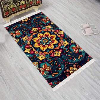 1pc Vintage Floral Carved Prayer Mat, Middle Eastern Style Devotional Rug