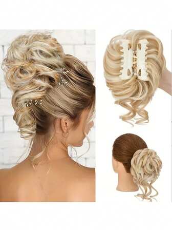 Extensão de Cabelo Sintético com Clipe em Forma de Garra para Rabo de Cavalo, Ondas de Água Encaracoladas, Marrom, Marrom Chocolate, Multicolorido, para Uso Diário, Festa, Cosplay, Presentes de Ano Novo e Casamento, 10 Polegadas, para Mulheres