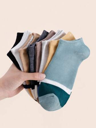 8 pares de calcetines de tobillo cómodos y transpirables con estilo artístico retro de bloques de color personalizados para hombres