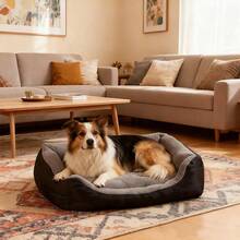 1pc Winter Warm Pet Bed For Cats & Dogs,Super Soft Plush Calming Mattress With Non-Slip Bottom - màu đen - Xem 6