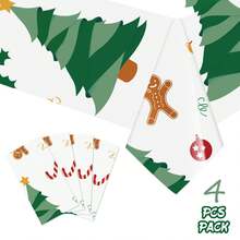 4pcs Christmas Element Disposable Plastic Tablecloth, Party Tablecloth, Waterproof And Oil-Proof, Suitable For Christmas - Multicolor - View 8