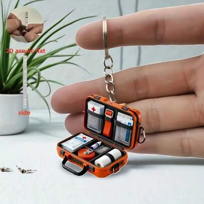 2D Flat Medical First Aid Keychain - Compact Portable Emergency Care, With CPR Guide Symbol, Self-Adhesive (No Tools Needed) Bandage And Patch Compatible - Red Cross Acrylic Material, Suitable For Office Use, First Aid Gifts, Keychain Pendant, Creative Gifts, Durable And Multipurpose, Applicable For Bag Hanging, Key Accessories, Office Supplies, Party Favors, Women's Accessories, Men's Accessories, Car Keychain Pendant, Personalized Gifts, Holiday Gifts