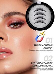 MAANGE 2 Pairs Reusable Magnetic Eyelashes With Applicator, Natural Look, No Glue Needed, Easy To Wear And Remove, 3D Cartoon Style, Delicate And Soft Eyelash Strips, Natural Soft And Fluffy Lashes - Lông mi  mắt mèo - Xem 2