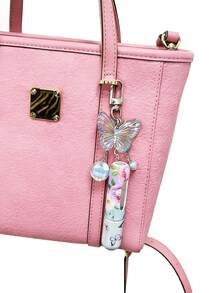 1/2/4个水晶蝴蝶吊坠香水分装瓶，带钥匙扣，花朵蝴蝶印花图案化妆瓶，女士包包挂件，底部灌装香水分装工具，生日礼物，节日礼物，适合旅行携带，5毫升 - 彩色 - 查看 4