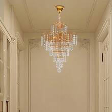 CNCEST Luxury Style Chandelier Ceiling Light, Modern Home LED Hanging Lamp, 4-Head Light Top K9 Crystal Lampshade Pendant Fixture For Bedroom Living Room Kitchen Bar - Vàng - Xem 8