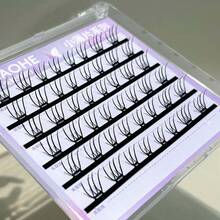 Gene false verticale MIXIAOHE pentru fete – 48 de grupuri individuale, autoadezive, tip C-Curl, stil realist natural coreean și japonez, separate și gata de cameră, gene false secționale, nu necesită lipici, potrivite pentru începători, cu pensete incluse, instrumente de machiaj și cosmetice pentru femei, modă coreeană, cosplay anime - C - Vizualizare 3