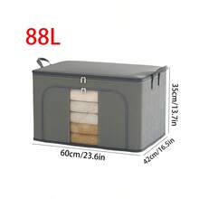 1pc Grey Clothes Storage Bag, Blanket Storage Bag, Multipurpose Storage Bag, Dual Zipper Waterproof Moisture-Proof, Suitable For Home Storage Of Quilts, Blankets, Clothes, Large Capacity Foldable Storage Bag, Decorations, Holiday Decorations, Room Decorations, Home Decor, Bedroom Decor, Dresses, Pants, Shoes, Jeans, Boots, Skirts, Bedroom, Storage Bag, Home Storage, White T-Shirts, Black Pants, Women's Winter Clothing, Dresses