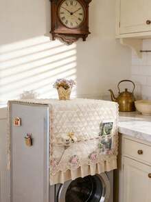 Refrigerator New Single Door Soft Washing Machine Cover Towel Cabinet Decoration Cover, Multi-Texture Printed Dust Cover For Refrigerator And Washing Machine, Multifunctional Household Appliance Tablecloth With Side Pockets – Protects Laundry, Dryer, And Fridge Covers From Dust And Damage, Decorative Storage Cloth For Home & Kitchen Use - Multicolor - View 7