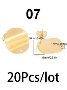 20个不锈钢几何耳钩耳环底座耳钉配件耳环连接器，适用于DIY珠宝制作材料