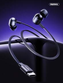 Remax 1.2米 Type-C 有线入耳式耳机，HiFi 动圈麦克风，TPE 材质，隔音耳罩，降噪并增强低音，黑/白