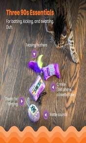 Catstages So Meowsome 90s Cat Toys, 3-Pack Catnip Plush Toys With Crinkle, Feathers &Amp; Dental Mesh, Multicolored - ColorH - 查看 3