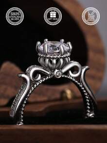 1枚优雅S925纯银复古宫廷风格花苞戒指，奢华复古宫廷戒指，锆石订婚/承诺戒指，日常/订婚/结婚佩戴，情人节礼物，附赠礼盒 - 凡爾賽之蕾 - 查看 14