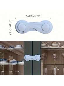Heavy Duty White Safety Lock - No Tools Required, Adhesive Installation, Easy To Install, With Key And Combination Lock, Suitable For Refrigerator, Cabinets, Food Storage Room, Kitchen Appliances - Safety Door Lock And Cabinet Lock, Refrigerator Lock - Multicolor - View 5