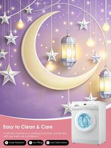 Ramadan Exclusive Square Throw Pillow Cover, Single-Sided Printed With Lanterns And Moons To Capture The Festive Atmosphere. Soft And Fluffy Texture, Suitable For Various Home Scenes, Adding A Sense Of Ceremony To Life. Machine Washable For Easy Care, Oeko-Tex Certified Quality Assurance, An Ideal Choice For Decorating Spaces And Gifting To Loved Ones. - Multicolor - View 6