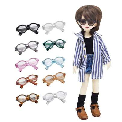 1PC Candy Color Doll Miniature Round Frame Glasses Plastic Doll Clear Lens Eyeglasses Eyewear Doll Accessory