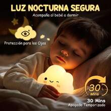 Luz de Noche LED Creativo, Luz Nocturna Infantil Control Táctil, 7 Colores 3 Brillo, Lampara Bebe Noche Recargable Luz Quitamiedos Infantil, Nocturna Regulable de Silicona, Iluminado Para Niños, Nube,37367924 - Multicolor - Ver 2