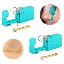 Kit de perforación de nariz, pistola desechable para perforación de nariz, herramienta de perforación estéril, pistola para perforación de nariz para uso en casa - Multicolor - Ver 10