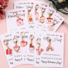 12件套独特魅力情人节礼盒套装，时尚男女通用包包配件，情人节元素钥匙扣，浪漫情人节贺卡，口袋小饰品，口袋拥抱卡，卡片——“你是我的另一半”。情人节纪念礼物和派对装饰礼品。情人节快乐礼盒套装，送给丈夫、妻子、男友、女友和爱人的礼物，表达你的爱意。 - 彩色 - 查看 2