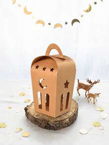 10pcs Ramadan Gift Box,Brown Kraft Paper Hollowed Out Star And Moon Pattern Gift Packaging Box For Ramadan Decoration - Multicolor - View 6