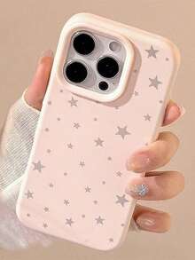 1个粉色磨砂个性化全屏星形图案手机壳，兼容 17 Pro Max/16 Pro Max/15 Pro Max/16/15/13 Pro/14、17 Pro/14/13/12/11手机保护套 - 彩色 - 查看 2