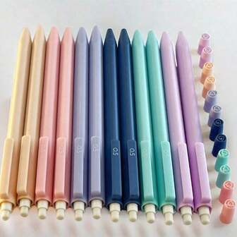 Sött set med pastellstift | 0,5 mm och 0,7 mm, dubbla storlekar för exakt skrivning, teckning och skissning | Flickors favoritmaterial för skolstart