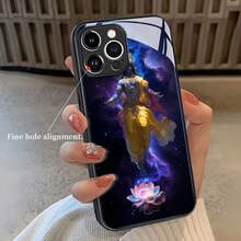 Funda para teléfono Cosmic Divine Lotus Compatible con fundas para teléfonos ,  17,  16 Pro Max,  15 Pro Max,  13 y  12 Material de vidrio, a prueba de golpes, resistente a la suciedad y resistente a los arañazos Un gran regalo para familiares, amigos, seres queridos, novios / novias y para el Año Nuevo - Negro - Ver 2
