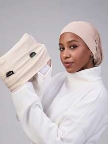 1pc Women's Classic 2-In-1 Turban Headscarf & Non-Slip Hair Clip, Pleated Design, High-Elasticity Jersey Fabric, Moisture-Wicking & Breathable, Suitable For Muslim Daily Life And Gatherings - Multicolor - View 13