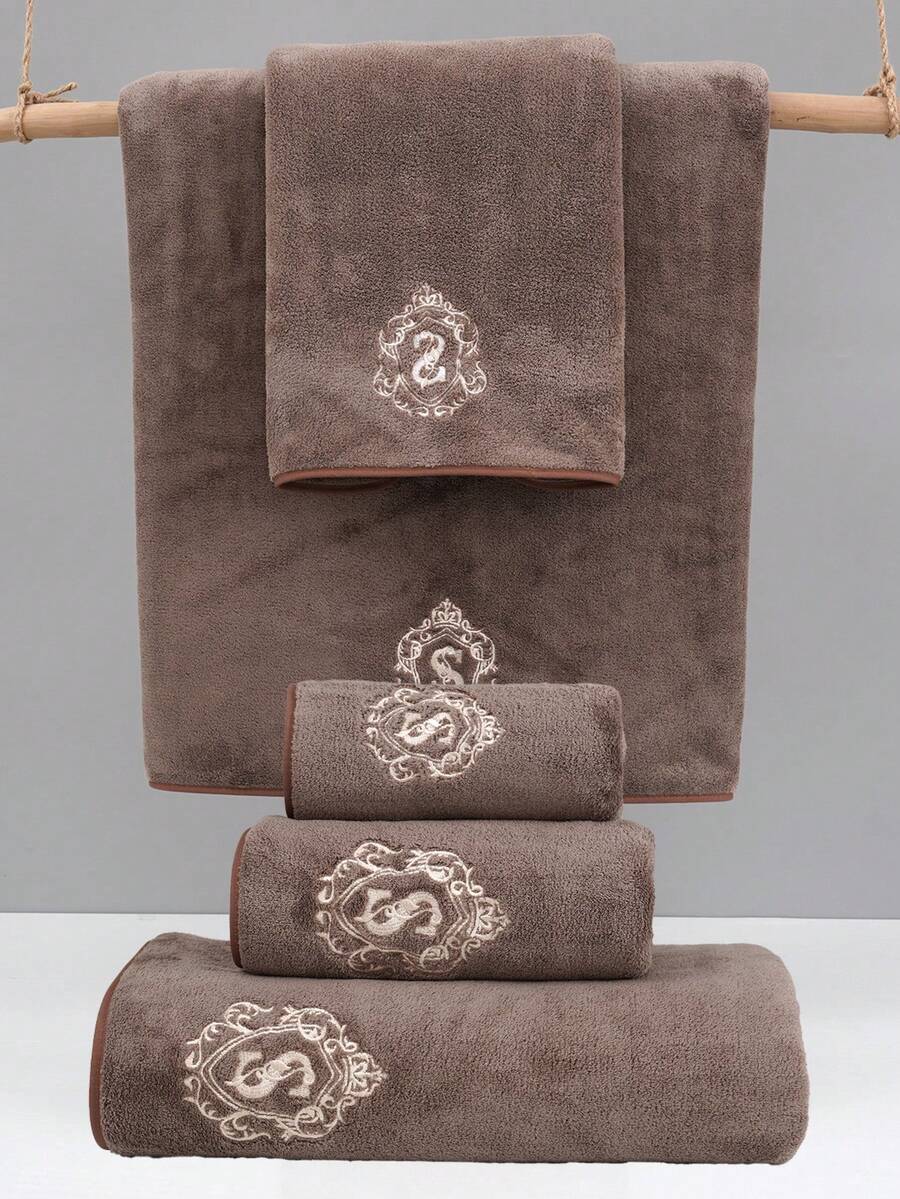 1/2/3件可選，珊瑚絨毛巾，刺繡浴巾，超細纖維純色刺繡1件浴巾或1件毛巾，刺繡家用毛巾或浴巾，柔軟，適用於浴室、酒店、海灘、學校、返校、旅行、居家必需品，毛巾，護膚
