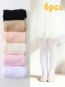 6pcs/Pack Baby Girls' Solid Color Velvet Leggings, Soft, Snag-Resistant, High Elasticity Tights, Suitable For School And Daily Activities - Multicolor - View 12